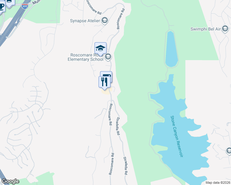 map of restaurants, bars, coffee shops, grocery stores, and more near 2308 Donella Circle in Los Angeles