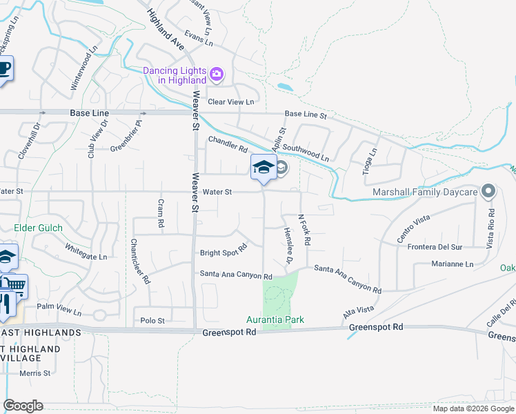 map of restaurants, bars, coffee shops, grocery stores, and more near 29655 Lochinvar Road in Highland