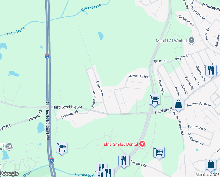 map of restaurants, bars, coffee shops, grocery stores, and more near 2 Manzanita Court in Columbia
