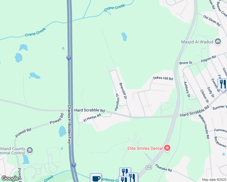 map of restaurants, bars, coffee shops, grocery stores, and more near 233 Hamilton Drive in Columbia