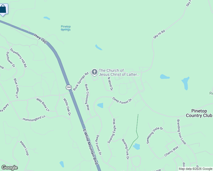 map of restaurants, bars, coffee shops, grocery stores, and more near 2721 Timber Ridge Lane in Pinetop-Lakeside