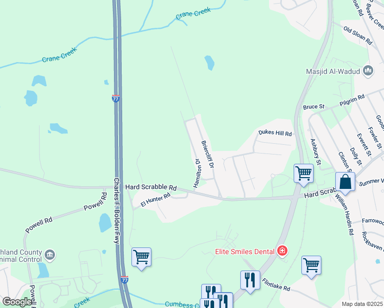 map of restaurants, bars, coffee shops, grocery stores, and more near 233 Hamilton Dr in Columbia