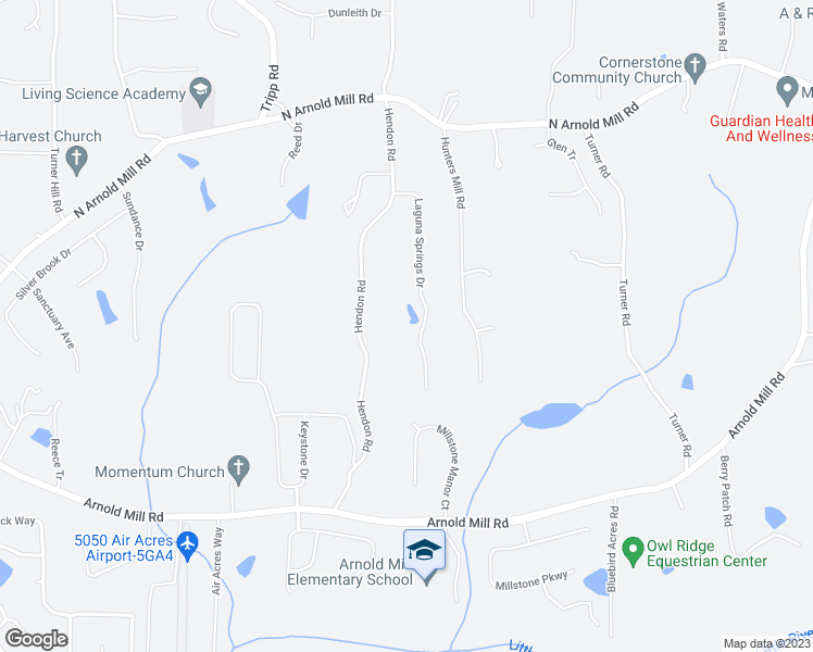 map of restaurants, bars, coffee shops, grocery stores, and more near 122 Laguna Springs Drive in Woodstock