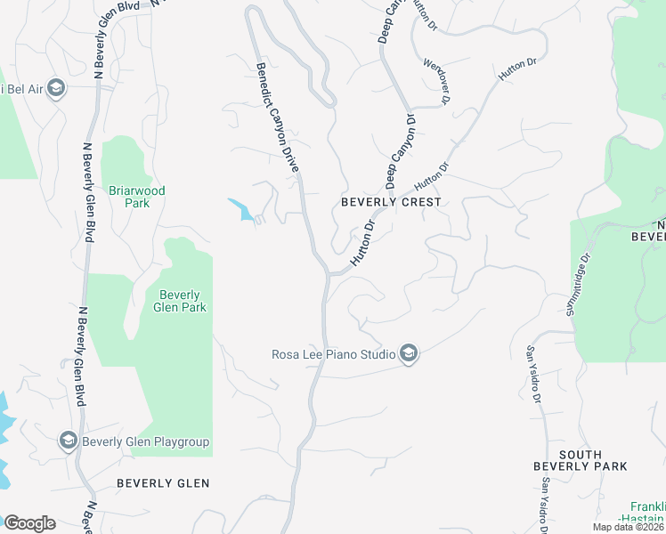 map of restaurants, bars, coffee shops, grocery stores, and more near 2520 Hutton Drive in Beverly Hills