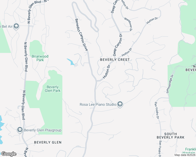 map of restaurants, bars, coffee shops, grocery stores, and more near 2520 Hutton Drive in Beverly Hills