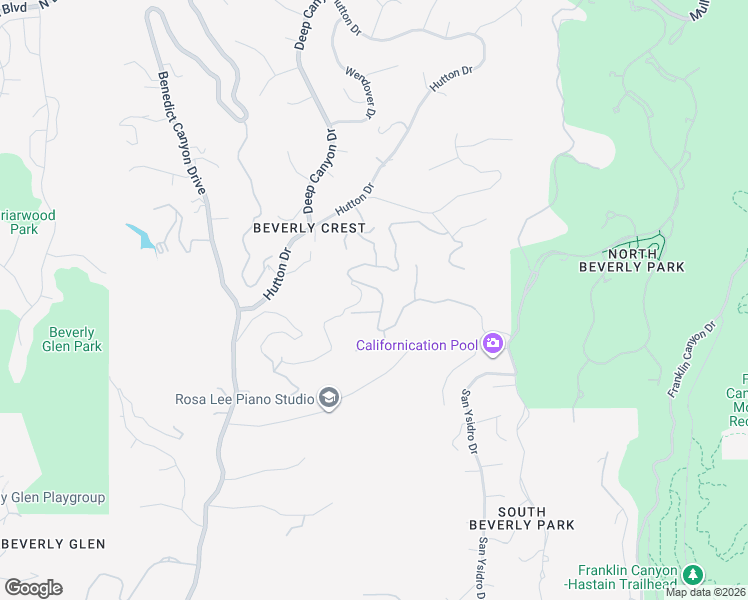 map of restaurants, bars, coffee shops, grocery stores, and more near 9660 Oak Pass Road in Beverly Hills