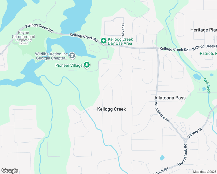 map of restaurants, bars, coffee shops, grocery stores, and more near 6602 Kellogg Drive in Acworth
