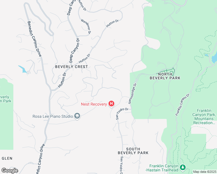 map of restaurants, bars, coffee shops, grocery stores, and more near 9560 Oak Pass Road in Beverly Hills