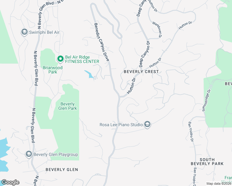 map of restaurants, bars, coffee shops, grocery stores, and more near 2515 Benedict Canyon Drive in Beverly Hills