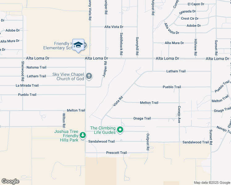 map of restaurants, bars, coffee shops, grocery stores, and more near 7564 Vista Road in Joshua Tree