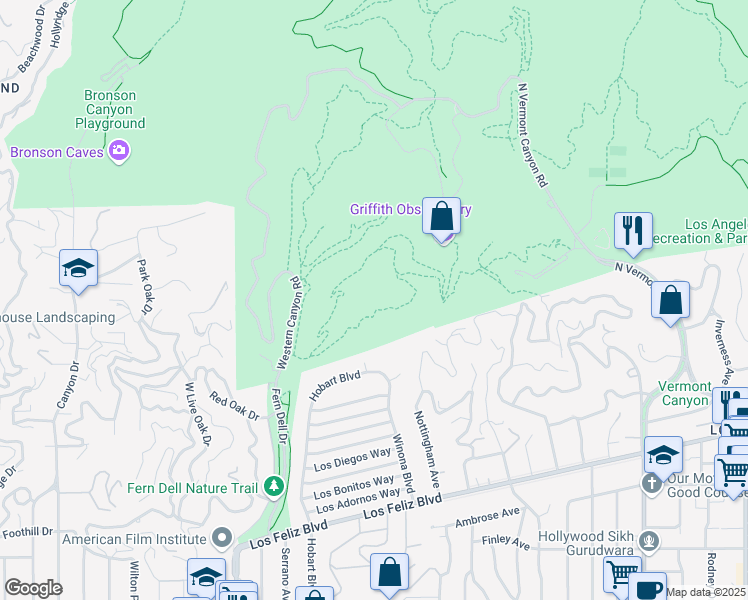 map of restaurants, bars, coffee shops, grocery stores, and more near 5125 Harold Way in Los Angeles