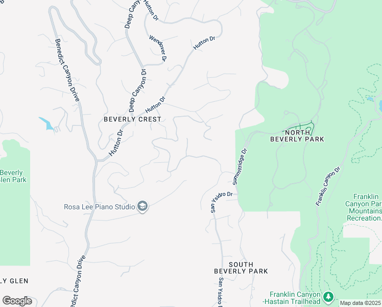 map of restaurants, bars, coffee shops, grocery stores, and more near 9555 Oak Pass Road in Beverly Hills