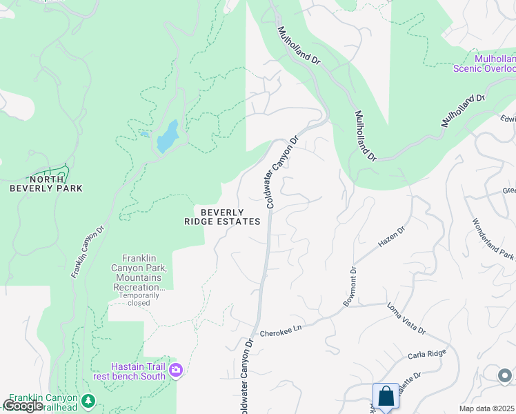 map of restaurants, bars, coffee shops, grocery stores, and more near 9580 Shirley Lane in Beverly Hills