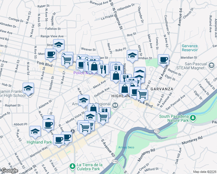 map of restaurants, bars, coffee shops, grocery stores, and more near 254 Wayland Street in Los Angeles
