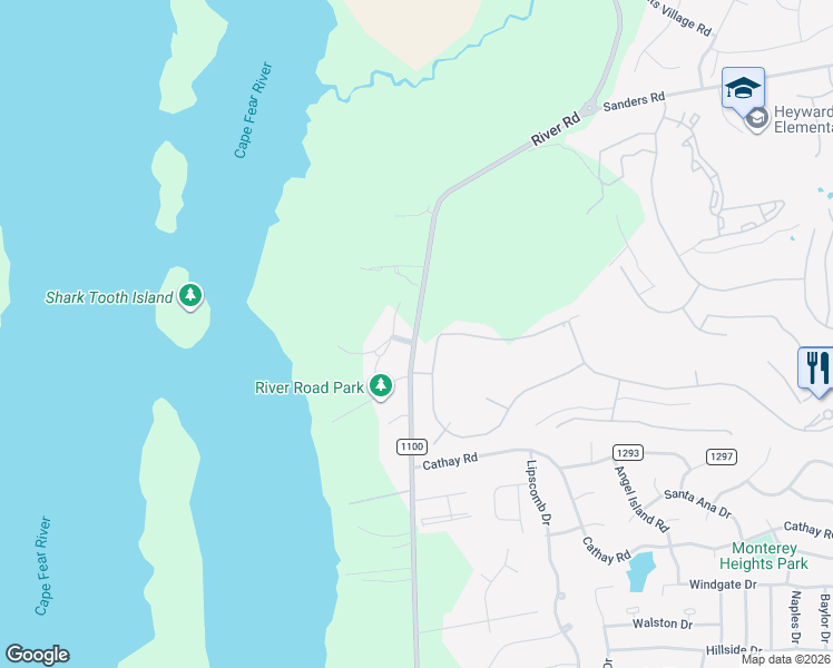 map of restaurants, bars, coffee shops, grocery stores, and more near 6570-6576 River Rd in Wilmington