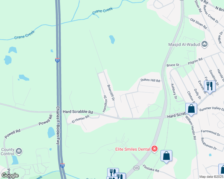 map of restaurants, bars, coffee shops, grocery stores, and more near 225 Briercliff Drive in Columbia