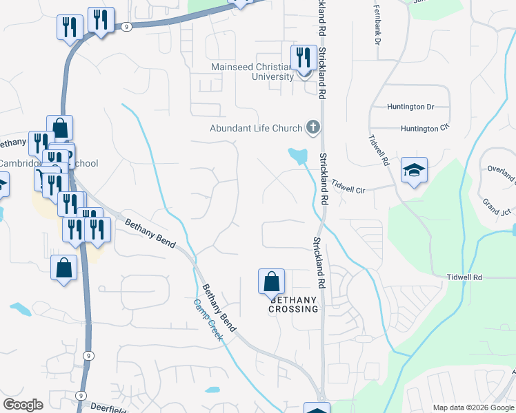 map of restaurants, bars, coffee shops, grocery stores, and more near 1570 Pine Valley Drive in Alpharetta