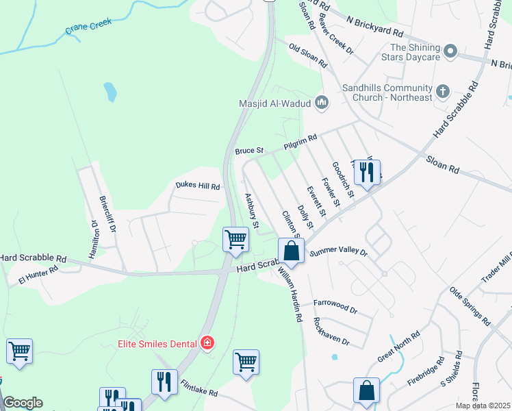 map of restaurants, bars, coffee shops, grocery stores, and more near 221 Ashbury Street in Columbia