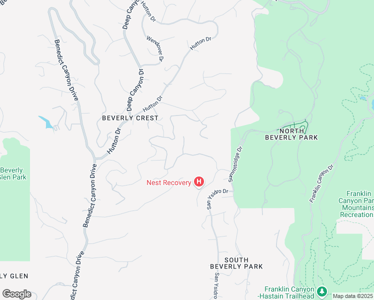 map of restaurants, bars, coffee shops, grocery stores, and more near 9555 Oak Pass Road in Beverly Hills