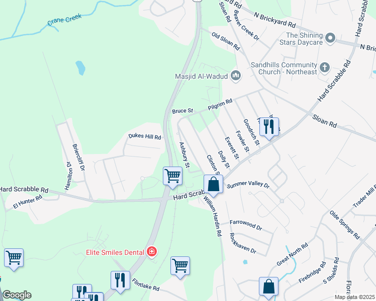 map of restaurants, bars, coffee shops, grocery stores, and more near 221 Ashbury Street in Columbia