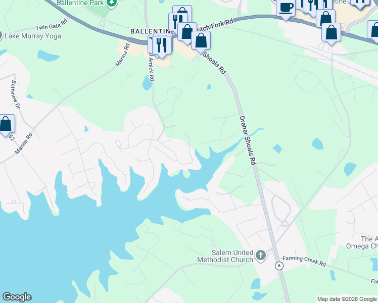 map of restaurants, bars, coffee shops, grocery stores, and more near 198 Blackburn Road in Irmo