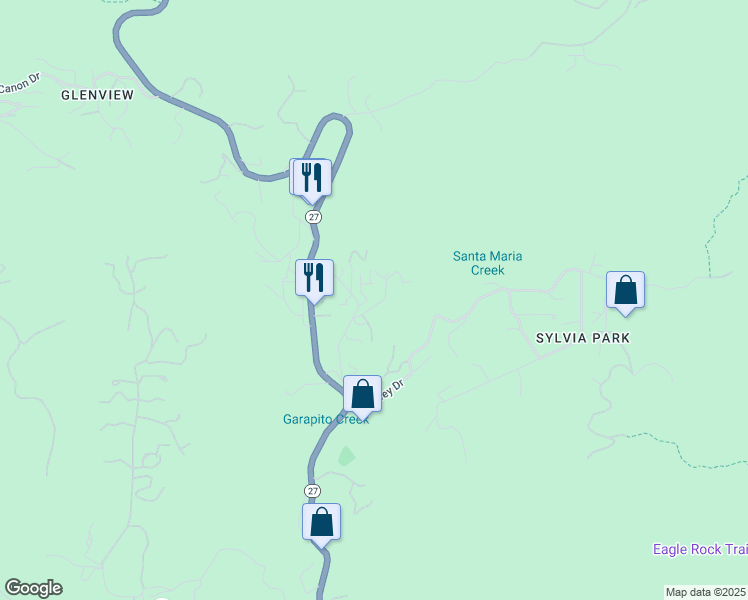 map of restaurants, bars, coffee shops, grocery stores, and more near 1761 Deerhill Trail in Los Angeles County