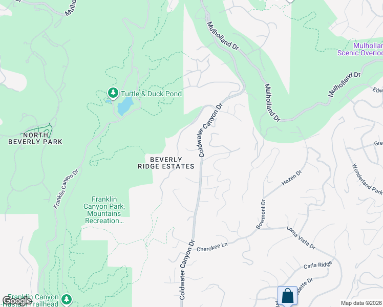 map of restaurants, bars, coffee shops, grocery stores, and more near 9580 Shirley Lane in Beverly Hills