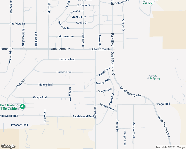 map of restaurants, bars, coffee shops, grocery stores, and more near 7514 Sunset Road in Joshua Tree