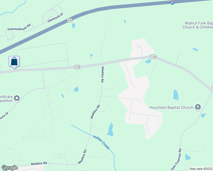 map of restaurants, bars, coffee shops, grocery stores, and more near 35 Happy Chair Lane in Hoschton