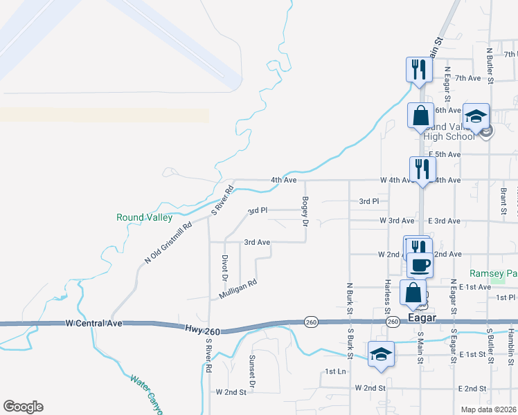 map of restaurants, bars, coffee shops, grocery stores, and more near 497 West 4th Avenue in Eagar