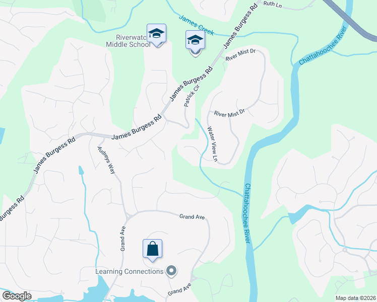 map of restaurants, bars, coffee shops, grocery stores, and more near 1280 River Hollow Court in Suwanee