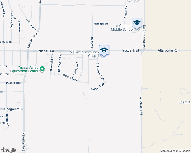 map of restaurants, bars, coffee shops, grocery stores, and more near 58960 Delano Trail in Yucca Valley
