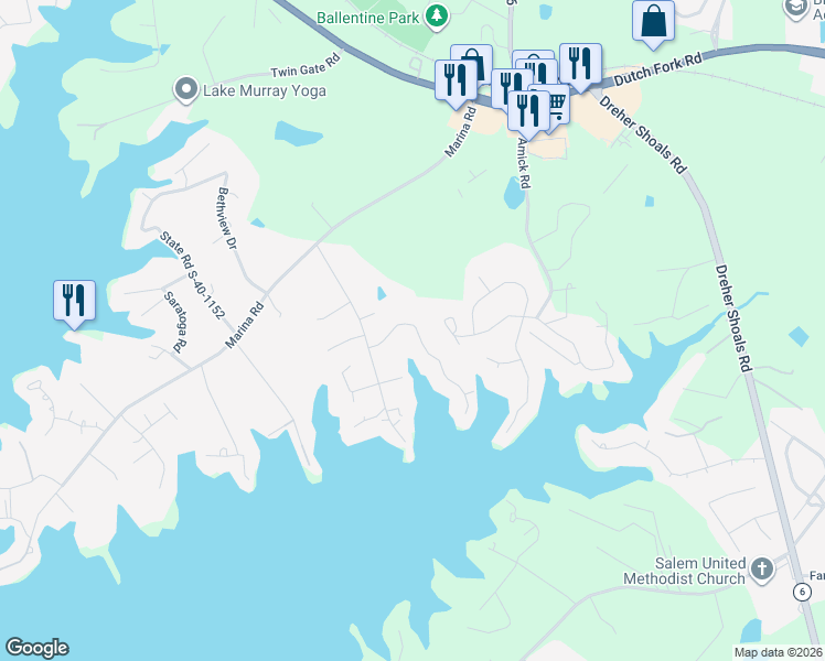 map of restaurants, bars, coffee shops, grocery stores, and more near 1004 Jones Road in Irmo