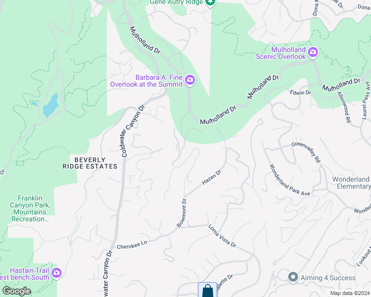 map of restaurants, bars, coffee shops, grocery stores, and more near 2600 Bowmont Drive in Beverly Hills