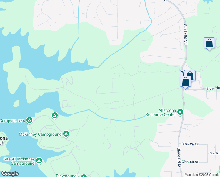 map of restaurants, bars, coffee shops, grocery stores, and more near 405 Newland Way in Bartow County