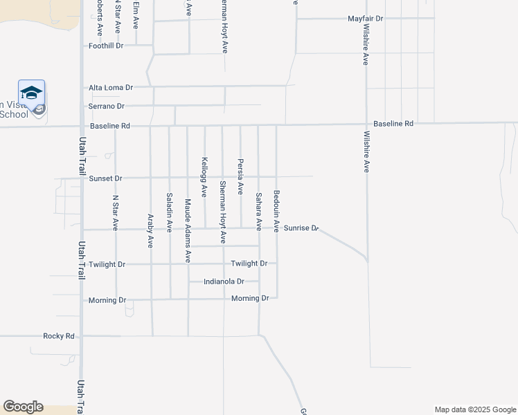 map of restaurants, bars, coffee shops, grocery stores, and more near 7510 Bedouin Avenue in Twentynine Palms