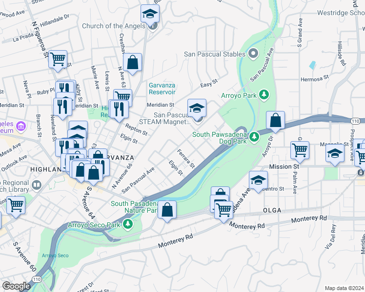 map of restaurants, bars, coffee shops, grocery stores, and more near 626 San Pascual Avenue in Los Angeles