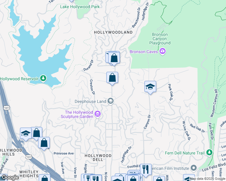 map of restaurants, bars, coffee shops, grocery stores, and more near in Los Angeles