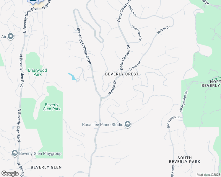 map of restaurants, bars, coffee shops, grocery stores, and more near 2535 Hutton Drive in Beverly Hills