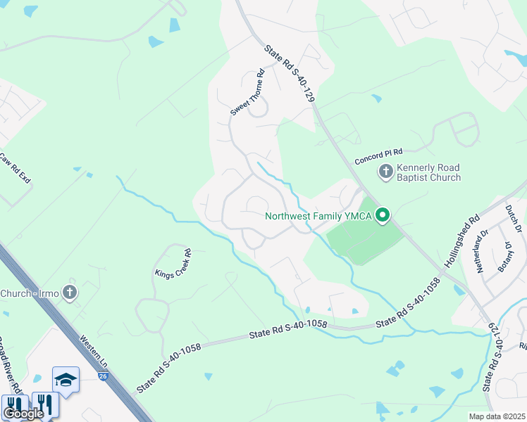map of restaurants, bars, coffee shops, grocery stores, and more near 5 Elcock Circle in Irmo