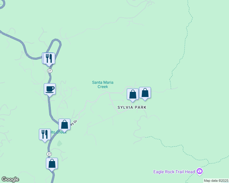 map of restaurants, bars, coffee shops, grocery stores, and more near 20555 Paradise Lane in Los Angeles County