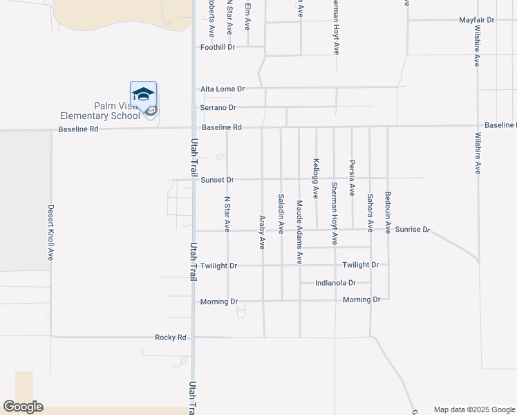 map of restaurants, bars, coffee shops, grocery stores, and more near 7526 Araby Avenue in Twentynine Palms