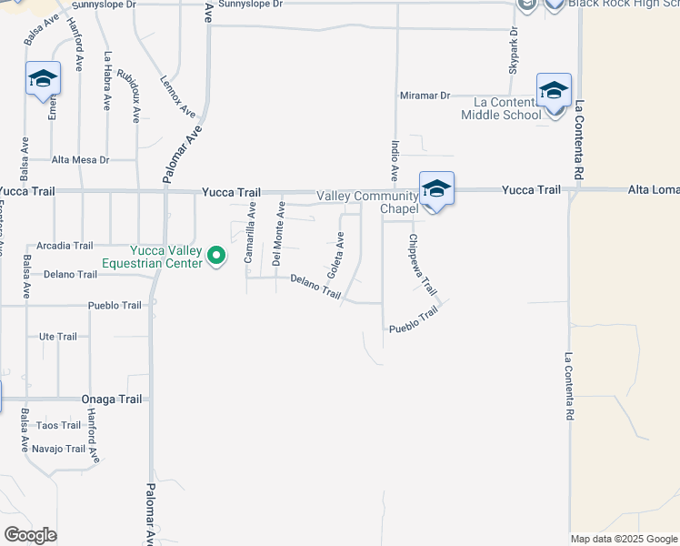 map of restaurants, bars, coffee shops, grocery stores, and more near 7440 Hermosa Avenue in Yucca Valley