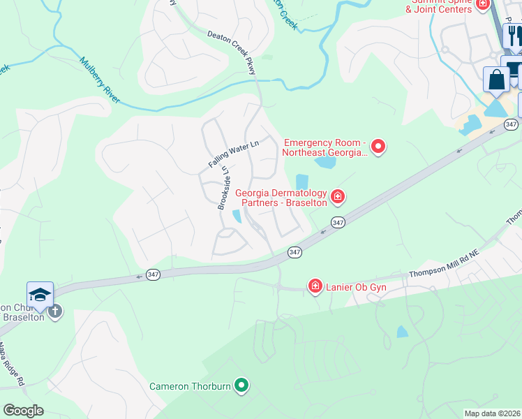 map of restaurants, bars, coffee shops, grocery stores, and more near 5916 Flagstone Circle in Hoschton