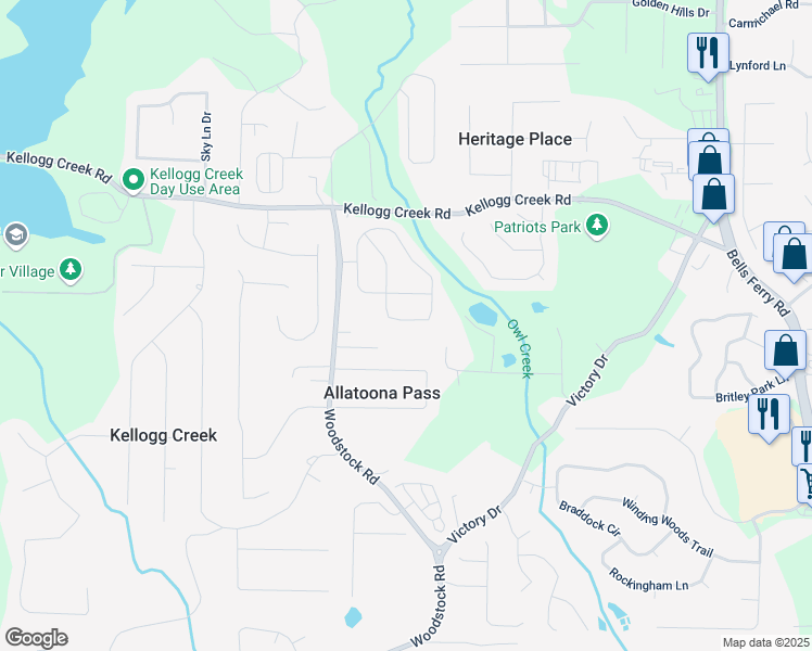 map of restaurants, bars, coffee shops, grocery stores, and more near 336 Parc Crossing in Acworth