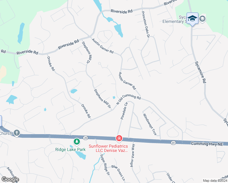 map of restaurants, bars, coffee shops, grocery stores, and more near 5550 Bridle Glen Drive in Sugar Hill