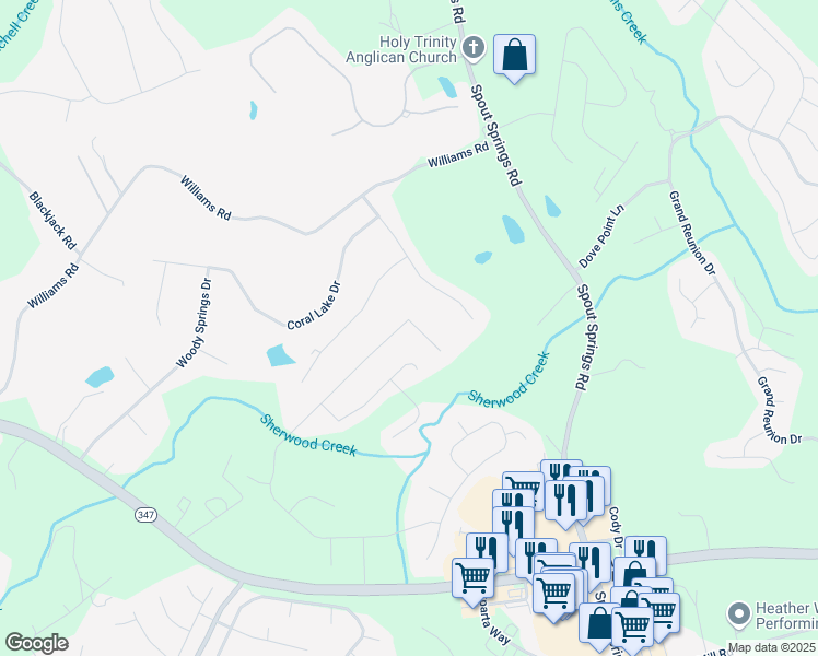 map of restaurants, bars, coffee shops, grocery stores, and more near 2031 Democracy Drive in Buford