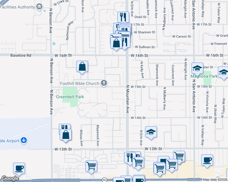 map of restaurants, bars, coffee shops, grocery stores, and more near 1267 Preston Court in Upland