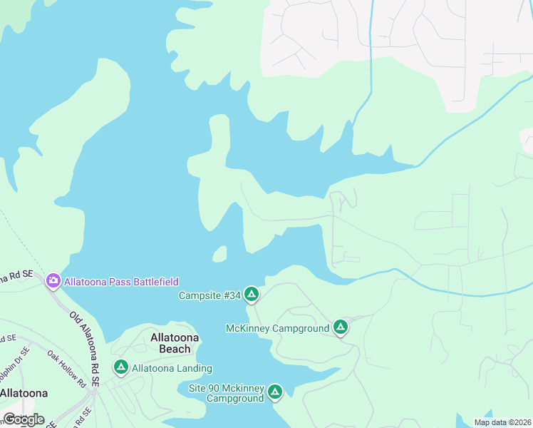 map of restaurants, bars, coffee shops, grocery stores, and more near in Allatoona Beach