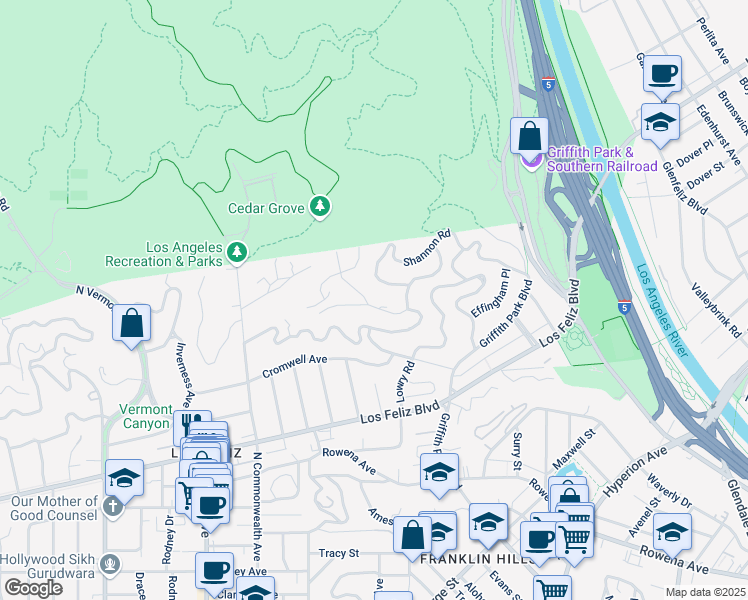 map of restaurants, bars, coffee shops, grocery stores, and more near 3719 Prestwick Drive in Los Angeles